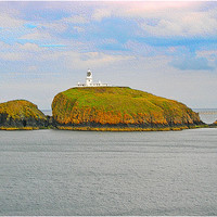 Buy canvas prints of Strumble Head Lighthouse. Embossed. by paulette hurley