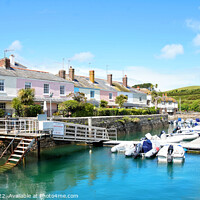 Buy canvas prints of Salcombe Harbour and Cottages by Gill Allcock