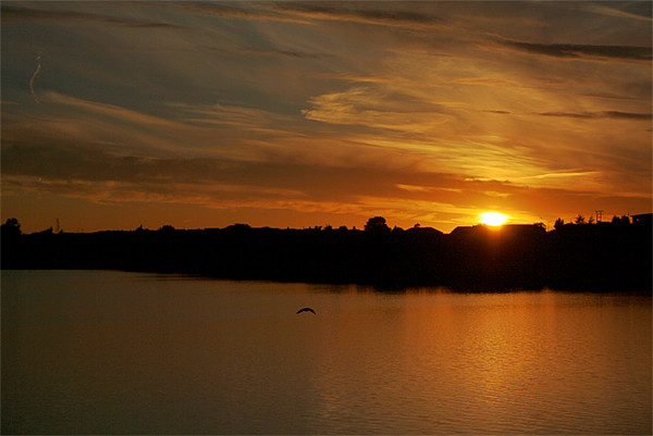 Sunset over Fishmoor Reservoir Picture Board by Peter Elliott 