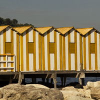 Buy canvas prints of Yellow Beach Huts - sorrento by Peter Elliott 