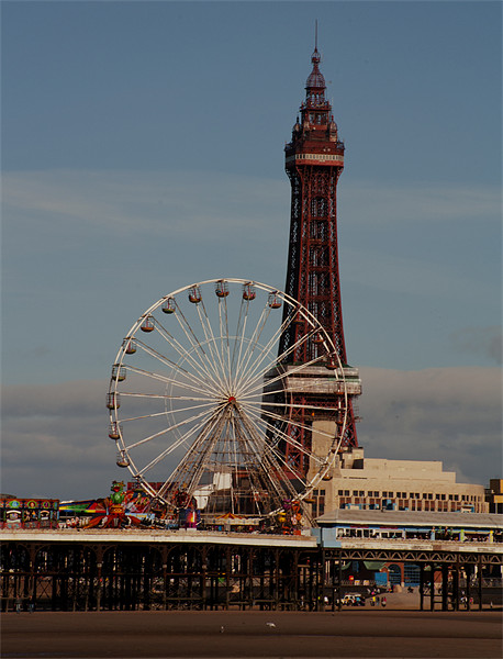 Blackpool Tower and Big Wheel Picture Board by Peter Elliott 