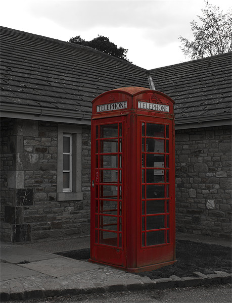 Phone Box , Bolton Abbey Village Picture Board by Peter Elliott 