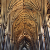 Buy canvas prints of Inside Bristol Cathedral by Thomas Mudge