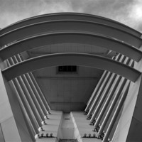 Buy canvas prints of Spinnaker tower - close upshot B&W by Donna Collett