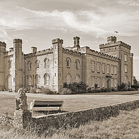 Buy canvas prints of Chiddingstone castle in sepia tones  by Dawn Cox