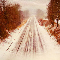 Buy canvas prints of snow on the tracks. by Dawn Cox