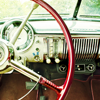 Buy canvas prints of Behind the Steering Wheel by Dawn Cox