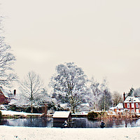 Buy canvas prints of Otford in Snow by Dawn Cox