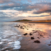 Buy canvas prints of Sunset at Llanrhystud beach by Izzy Standbridge
