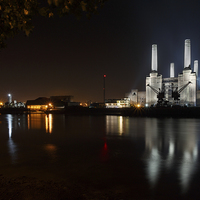 Buy canvas prints of Battersea Power Station at Night by Izzy Standbridge