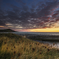 Buy canvas prints of Aberystwyth Autumn beach sunset by Izzy Standbridge