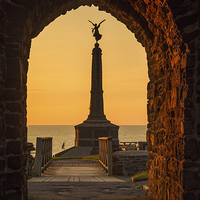Buy canvas prints of Aberystwyth War Memorial at sunset by Izzy Standbridge