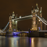Buy canvas prints of Tower Bridge, London, at night by Izzy Standbridge