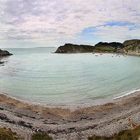 Buy canvas prints of Lulworth Cove Panorama by Tony Bates