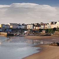 Buy canvas prints of Tenby Harbour Panorama by Tony Bates