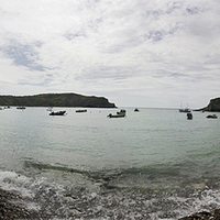 Buy canvas prints of Lulworth Cove Panorama by Tony Bates