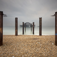 Buy canvas prints of  Brighton west pier remains by Tony Bates