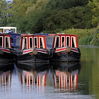 Buy canvas prints of  Kennet and avon long boats at Aldermaston. by Tony Bates