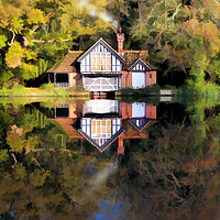 Buy canvas prints of Thames boat house by Tony Bates
