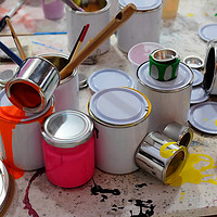 Buy canvas prints of Pots of paint by Tony Bates