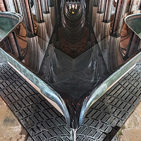 Buy canvas prints of Salisbury Cathedral font reflection by Tony Bates
