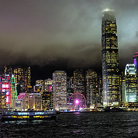 Buy canvas prints of Hong Kong Island at night by Tony Bates
