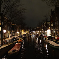 Buy canvas prints of Amsterdam at night by Marja Ozwell