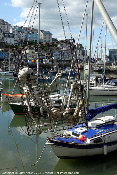 Brixham Harbour skeleton Picture Board by Lucy Antony