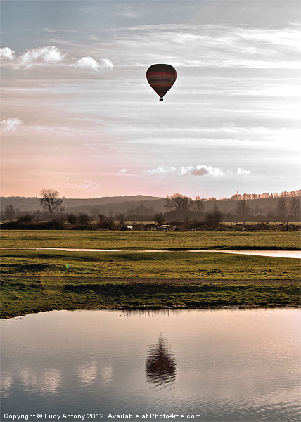 Balloon over Port Meadow, Oxford Picture Board by Lucy Antony