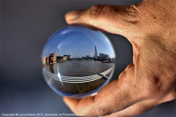 The Shard through a crystal ball Picture Board by Lucy Antony