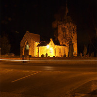 Buy canvas prints of Rufforth Church at Night by Allan Briggs