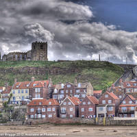 Buy canvas prints of Whitby Church and Houses by Allan Briggs