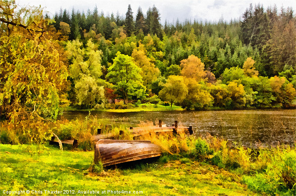 Loch Ard boat Picture Board by Chris Thaxter