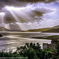 Buy canvas prints of Sun Rays over Eilean Donan Castle by Chris Thaxter