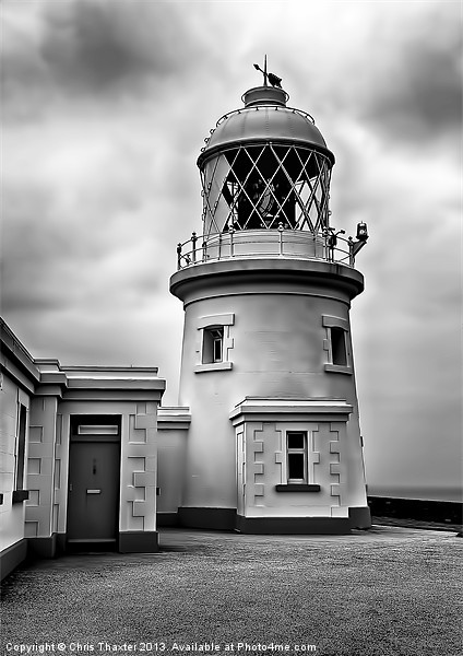 Pendeen Lighthouse Black and White Picture Board by Chris Thaxter