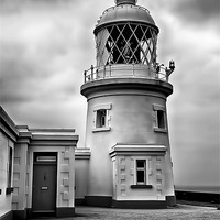 Buy canvas prints of Pendeen Lighthouse Black and White by Chris Thaxter