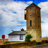 Buy canvas prints of South Lookout Tower Aldeburgh Beach by Chris Thaxter