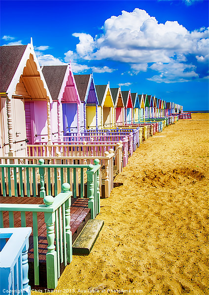 Pastel Beach Huts 2 Picture Board by Chris Thaxter