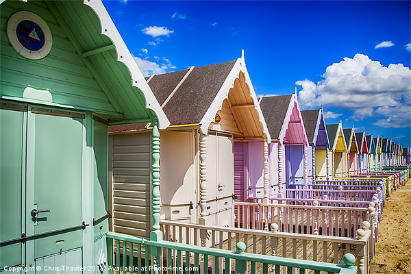 Pastel Beach Huts 3 Picture Board by Chris Thaxter