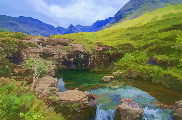 Fairy Pools of Skye Watercolour Picture Board by Chris Thaxter