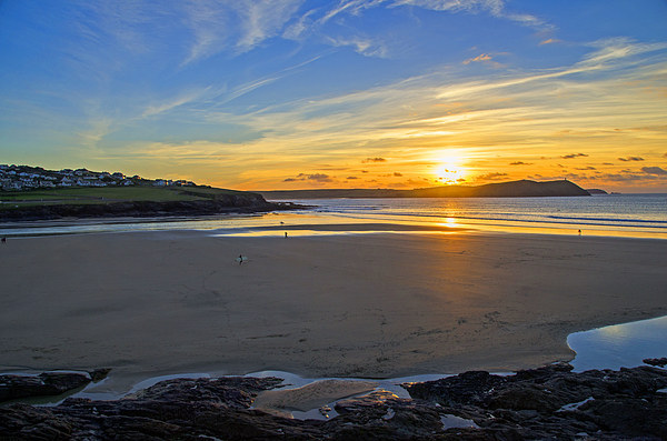Majestic Sunset over the Iconic Polzeath Beach Picture Board by Chris Thaxter