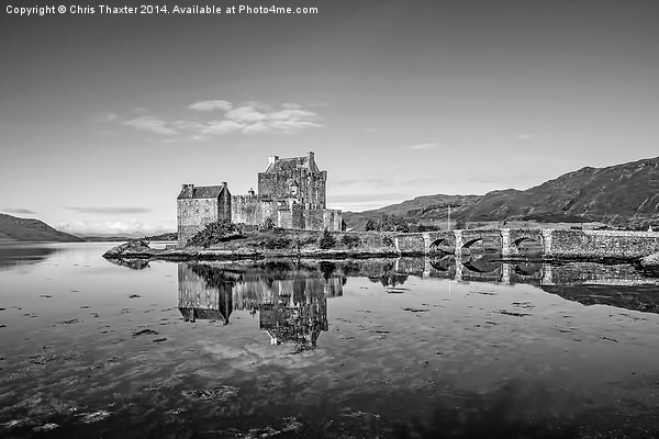 Eilean Donan Castle Black and White Picture Board by Chris Thaxter