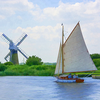 Buy canvas prints of Sailing the Norfolk Broads by Chris Thaxter