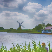 Buy canvas prints of Fishing the Norfolk Broads   by Chris Thaxter