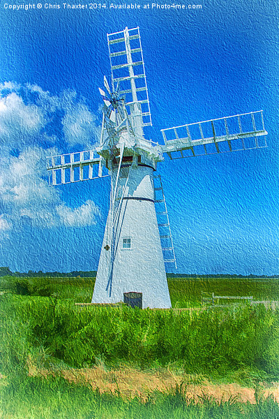 Thurne Dyke Mill Textured Picture Board by Chris Thaxter