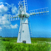 Buy canvas prints of  Thurne Dyke Mill Textured by Chris Thaxter