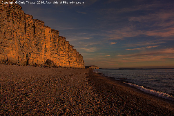 East Cliff Sunset Dorset  Picture Board by Chris Thaxter