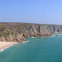 Buy canvas prints of  Porthcurno Panorama by Chris Thaxter