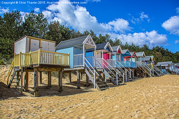  Coloured Beach Huts 3 Picture Board by Chris Thaxter