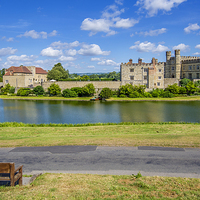 Buy canvas prints of Leeds Castle Bench View 2 by Chris Thaxter